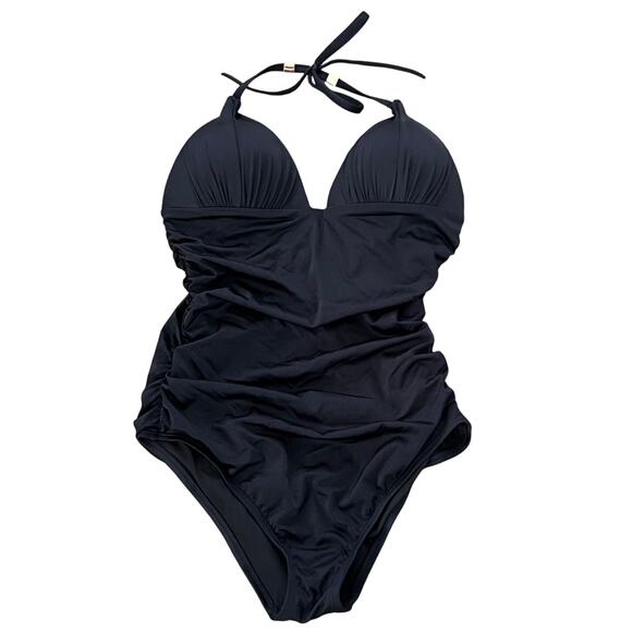 Victoria’s Secret The Flawless One-Piece Swimsuit Black Size L Push-Up Ruched - Picture 2 of 7